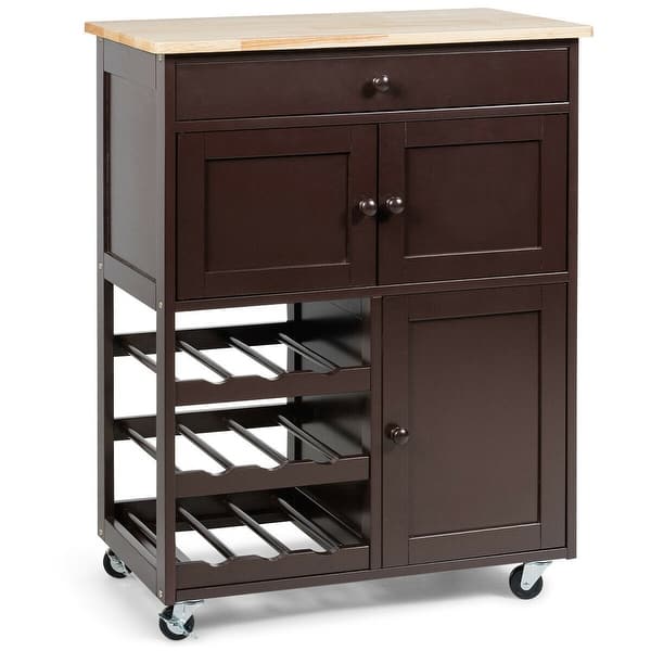 Shop Gymax Modern Rolling Kitchen Cart Trolley Island Storage