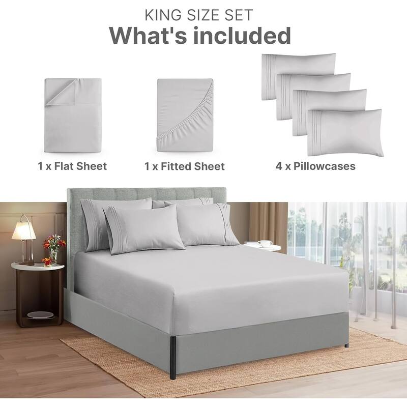 CGK Linens 6 Piece Extra Deep Pocket Microfiber Hotel Luxury Bed Sheets Set
