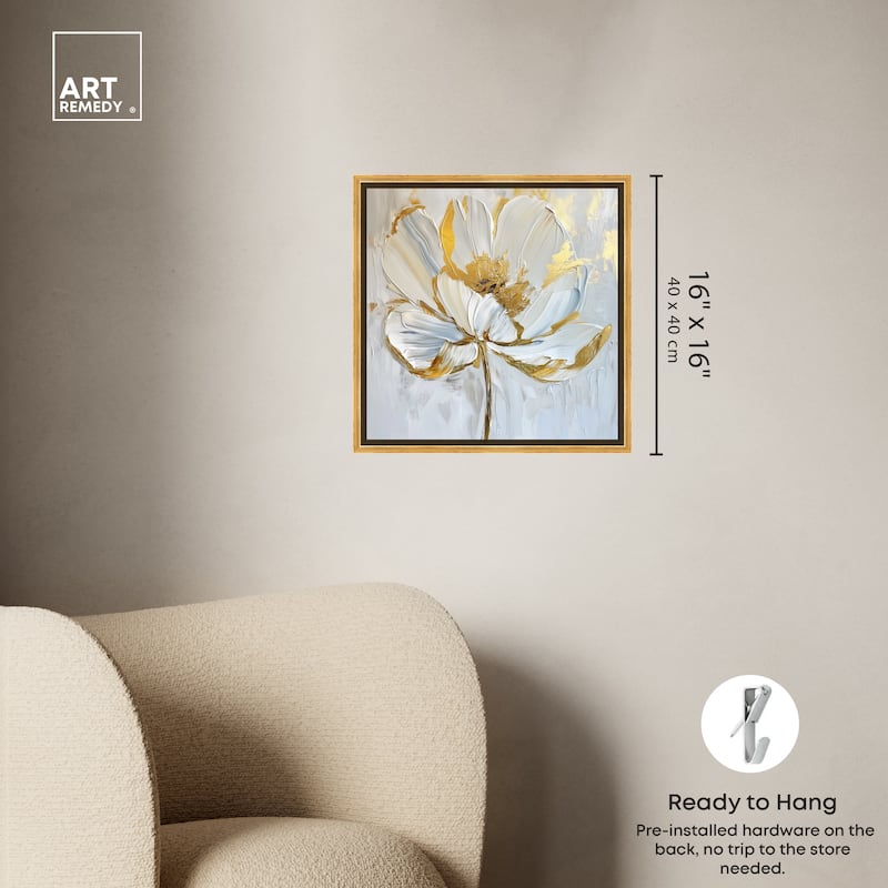 Art Remedy Gold Magnolia II Framed Floral Fine 1 Piece Canvas Wall Art