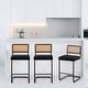 preview thumbnail 8 of 15, Velvet Upholstered Rattan Counter/Bar Stools, Set of 2/3