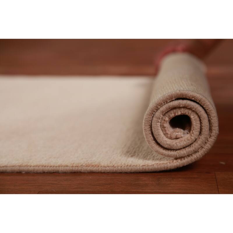 Hand Knotted Oriental 100% Wool Carpet Modern Solid Peach Gabbeh Runner Rug - 8' 3'' X 2' 7''
