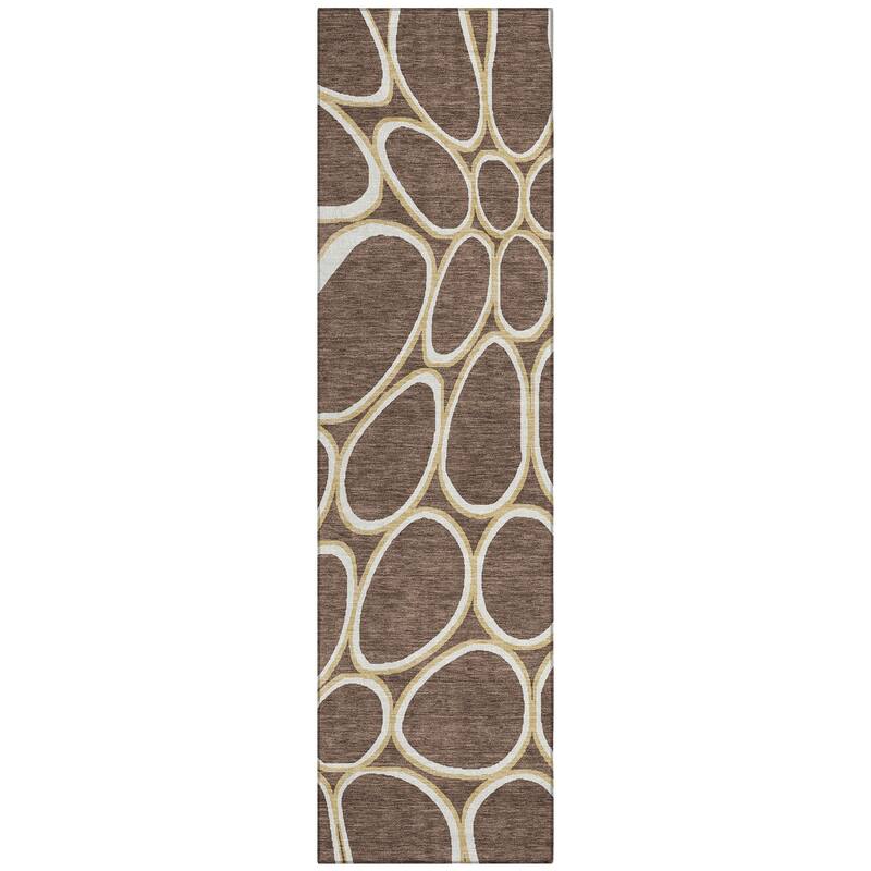 Machine Washable Indoor/ Outdoor Modern Bubbles Chantille Rug