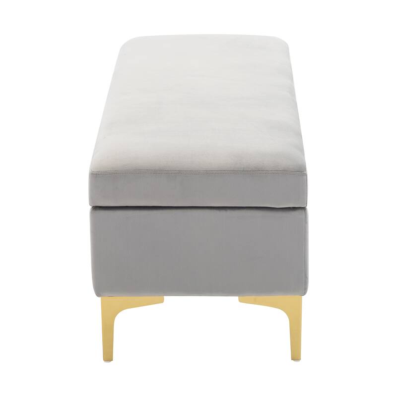 Velvet Rectangular Storage Ottoman Bench Upholstered Foot Stool