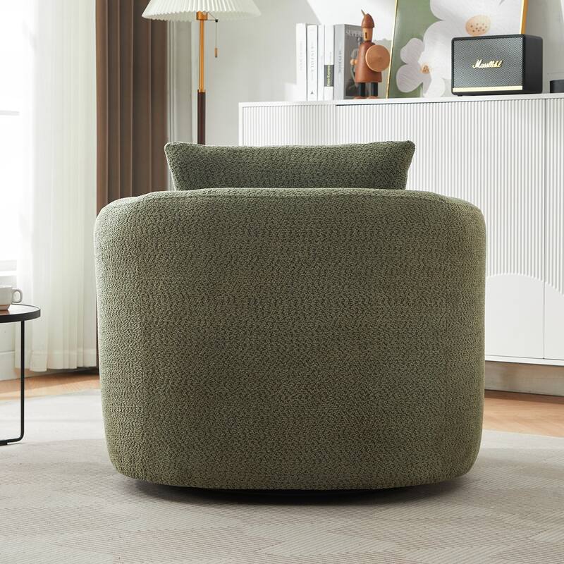 360 Swivel Upholstered Barrel Sofa Chair