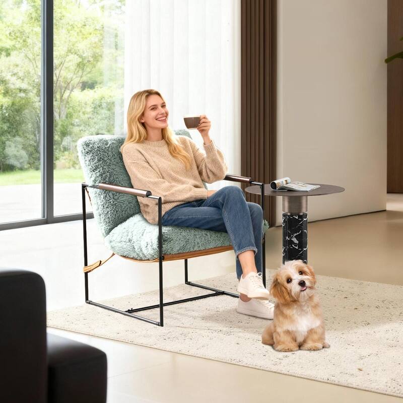 Lazy Chair - Rubber Wood Arms, Iron Frame (Living Room/Bedroom)