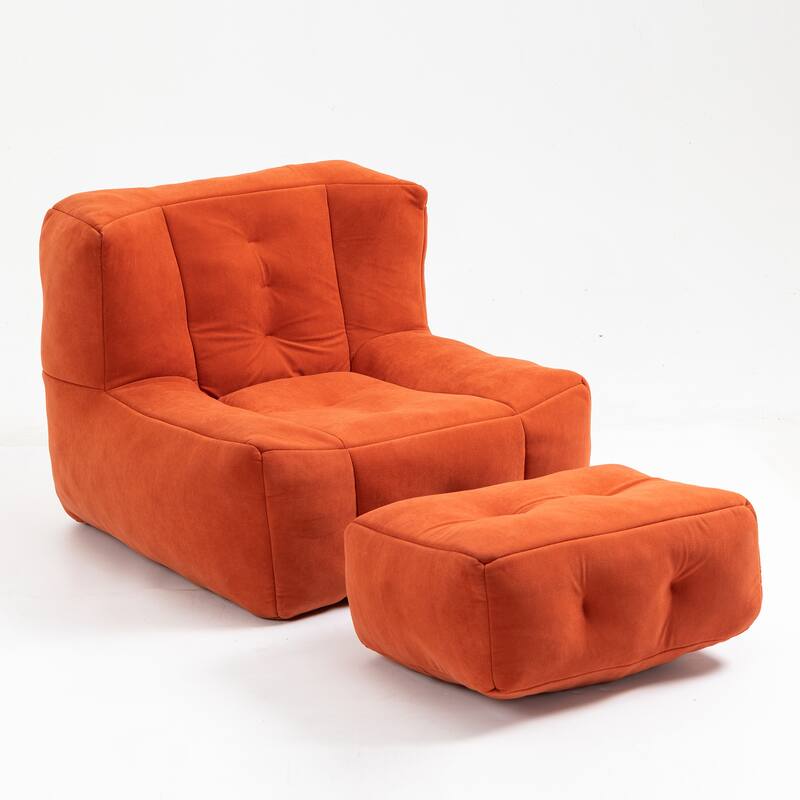 Velvet Bean Bag Chair with Ottoman