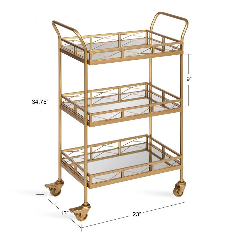 Kate and Laurel Ketia Metal and Glass 3-tiered Tray Bar Cart