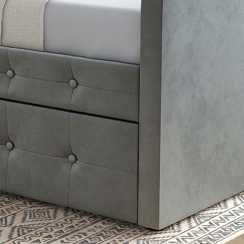 Menzelle Contemporary 2-Piece Twin Upholstered Tufted Day Bed with Trundle by Furniture of America