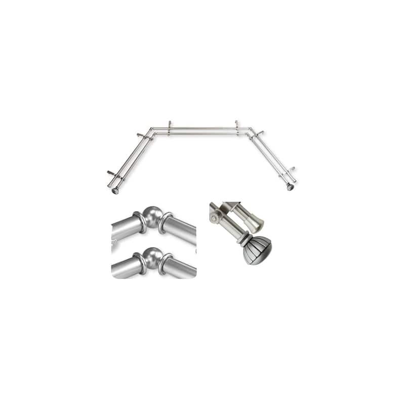 Rustic Curtain Rods & Hardware Set - Adjustable Lengths, Decorative Finials, Black Window Treatment Rod - M