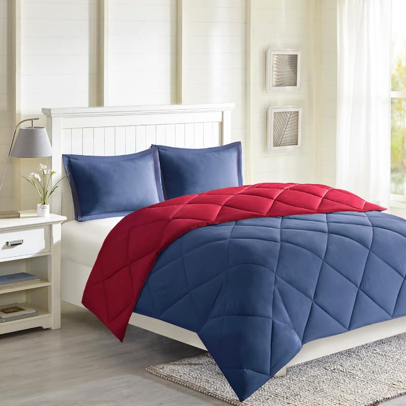 Madison Park Essentials Windsor 3M Scotchgard Diamond Quilting Reversible Down Alternative Comforter Set
