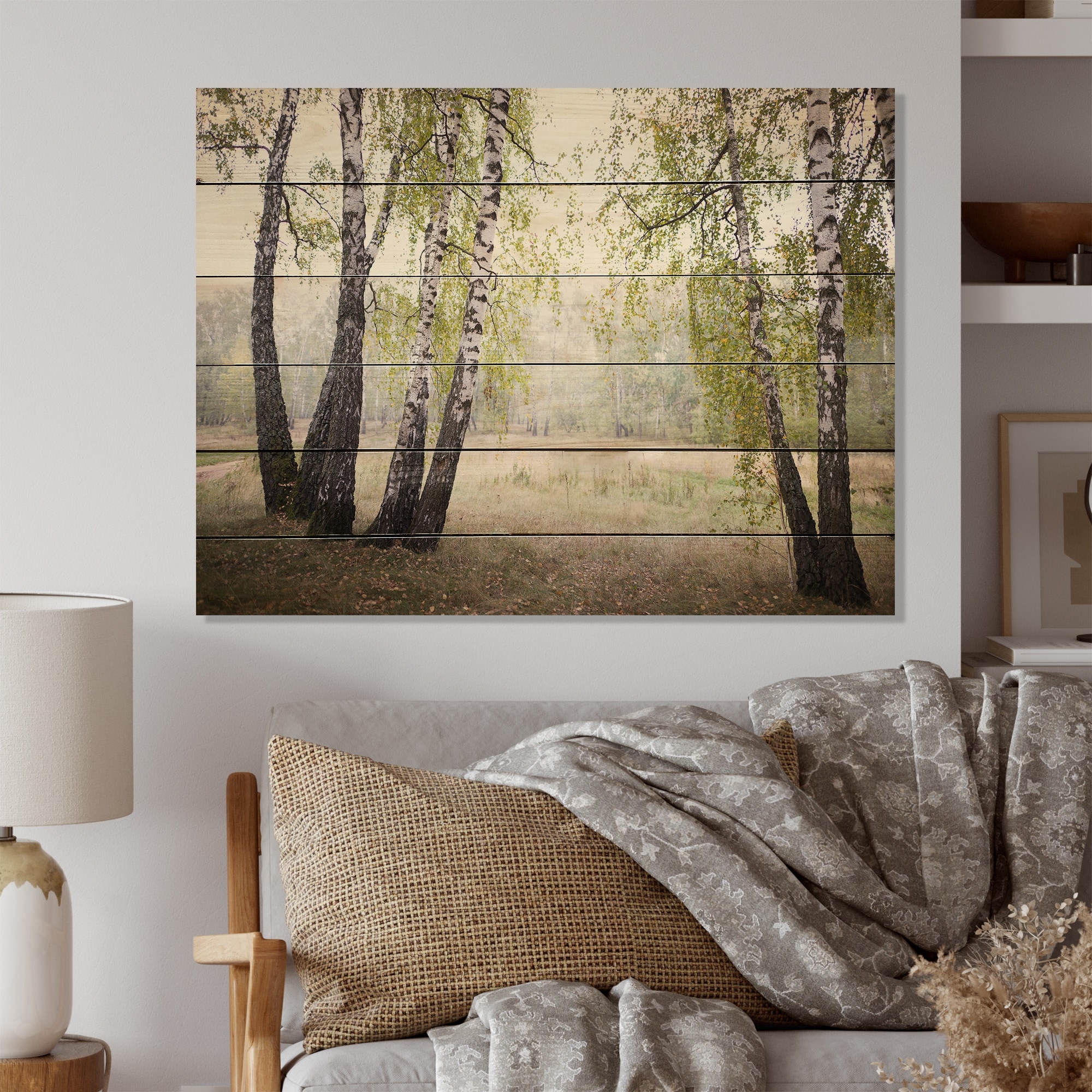 Designart 'Summer Birch Forest' Traditional Wood Wall Art Panels Natural  Pine Wood Bed Bath  Beyond 36736406
