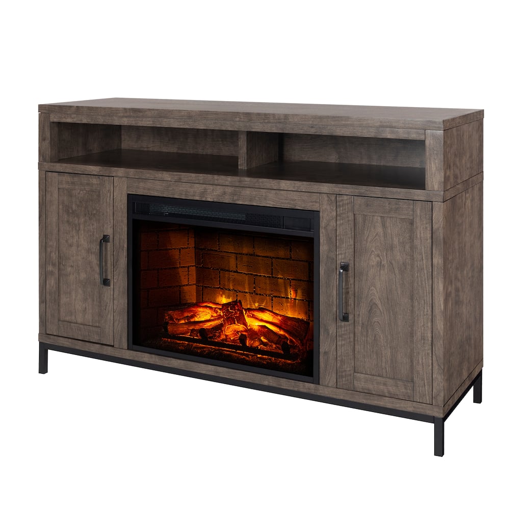 Pleasant Hearth Lawrence 48 in. TV Stand with Electric Fireplace Rustic Grey Finish - 48"