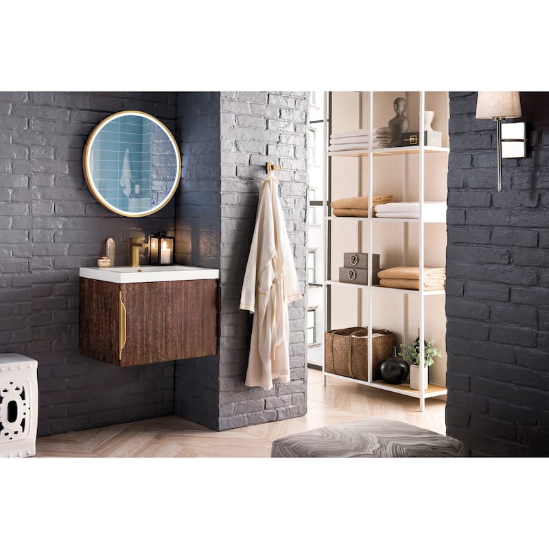 James Martin Vanities Columbia 24" Single Vanity with White Glossy Composite Stone Top