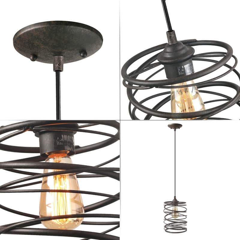 Modern Farmhouse 1-Light Pendant Light Iron Lantern for Kitchen Island