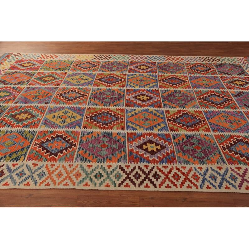 All-Over Kilim Oriental Area Rug Flatweave Tribal Wool Carpet - 8'2"x 11'7"