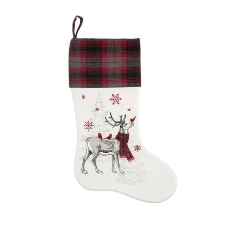 Reindeer Embroidered & Embellished Christmas Stocking - 8" x 20"