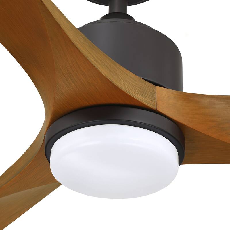 66" Classic Black/ Brown ABS Propeller LED Ceiling Fan with Light and Remote