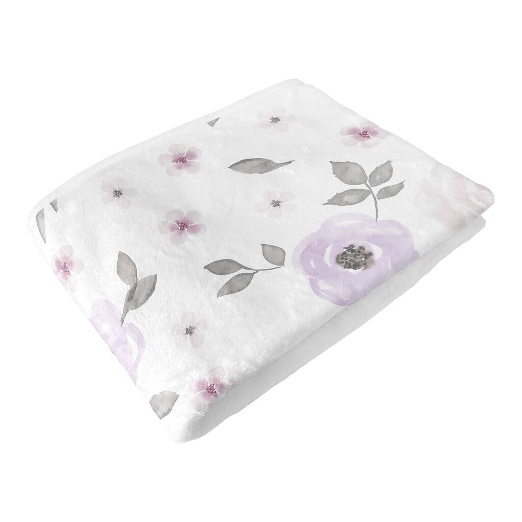 Sweet Jojo Designs Lavender Purple Boho Floral Girl Toddler Blanket Baby Swaddle - Bohemian, Shabby Chic, Watercolor, Farmhouse