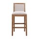 preview thumbnail 5 of 13, Set of 2 Beige Wood Frame Counter Height Bar Stool Fabric Accent Chair