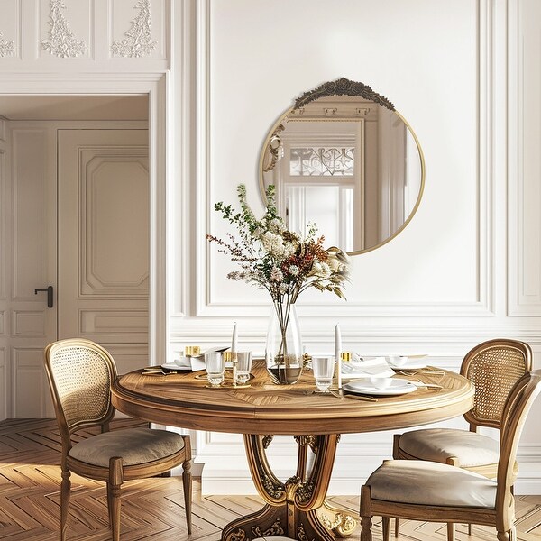 Wall Mirror Classic Baroque Brass Mirror Antique Gold Round Home