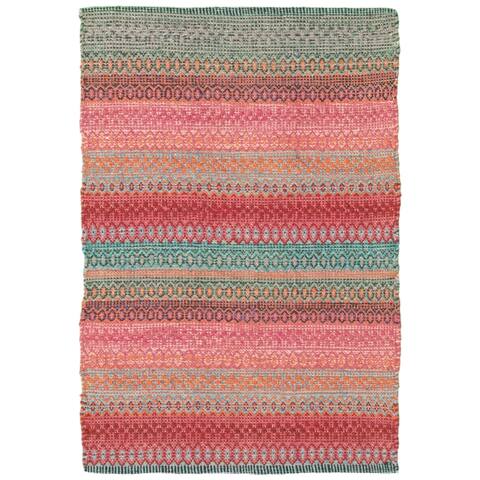 ECARPETGALLERY Flat-weave Bold and Colorful Pink, Red Wool Kilim - 2'0 x 3'0