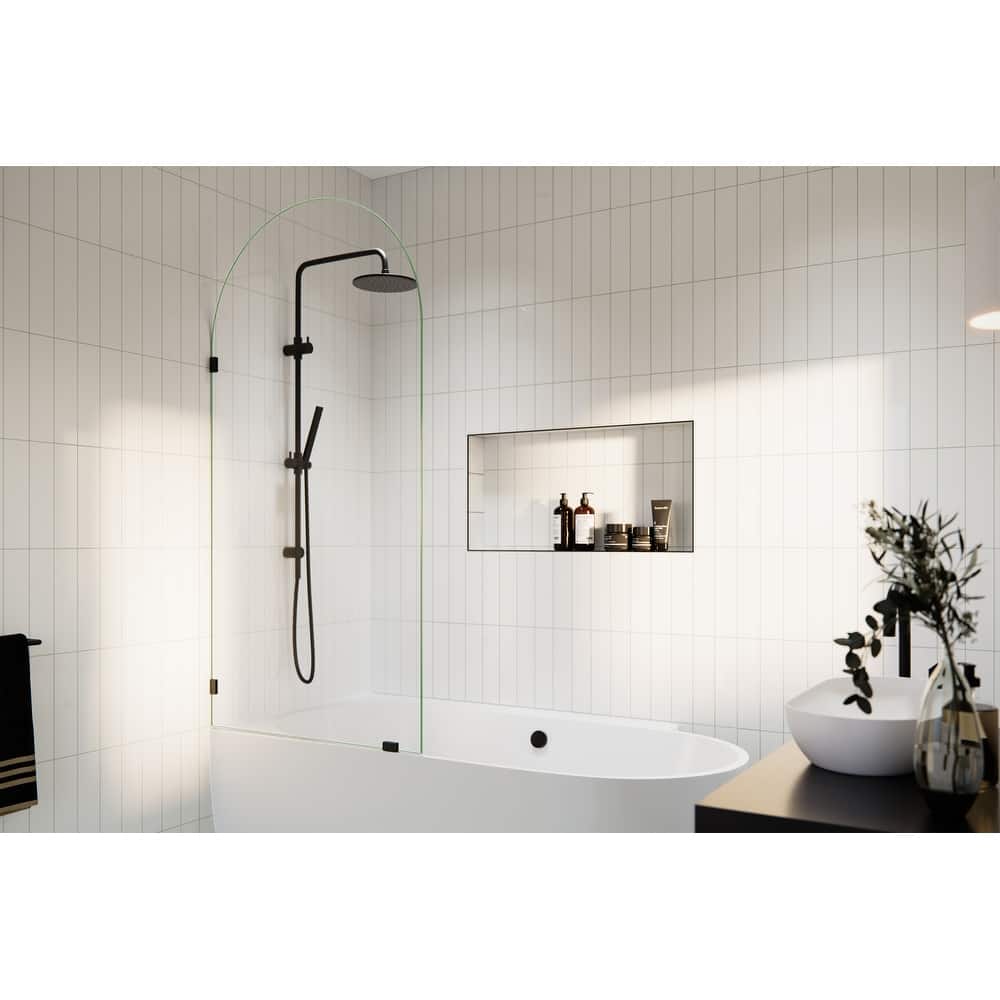 Maven 34 in. x 66.75 in. Single Fixed Frameless Arched Bathtub Panel
