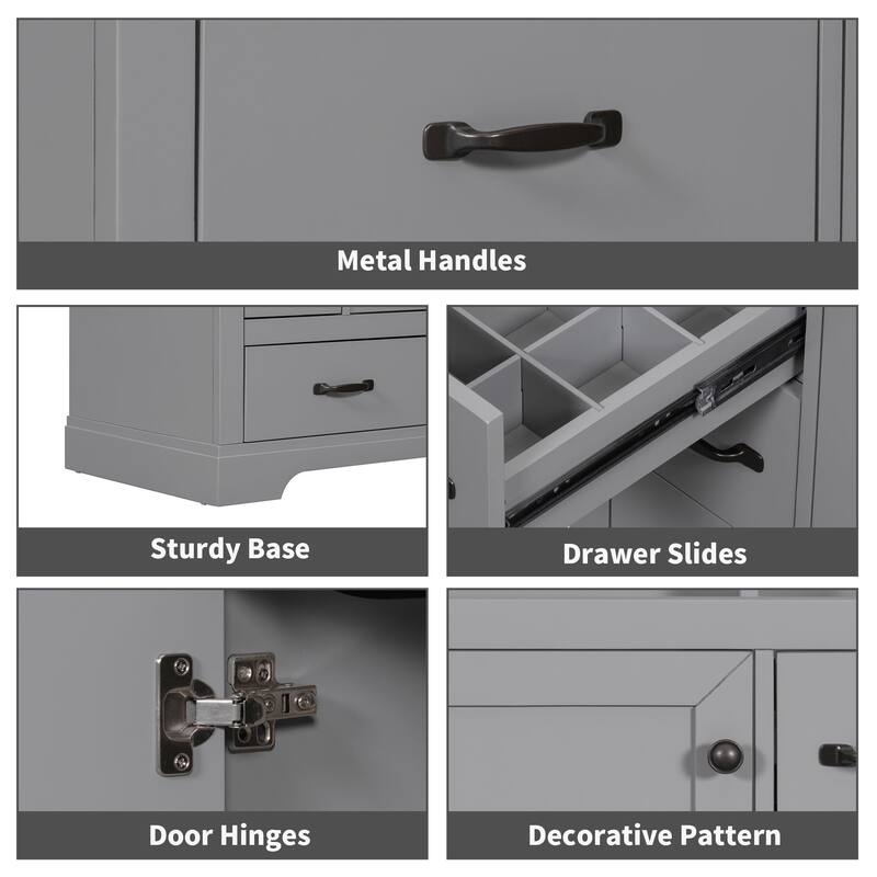 36 Inch MDF Freestanding Bathroom Vanity Set with Integrated Ceramic Sink