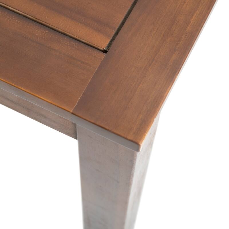 Roomfitters Solid Wood Dining Table, Rectangular Slatted Tabletop, Weather-Resistant Outdoor Patio Table, Dark Brown