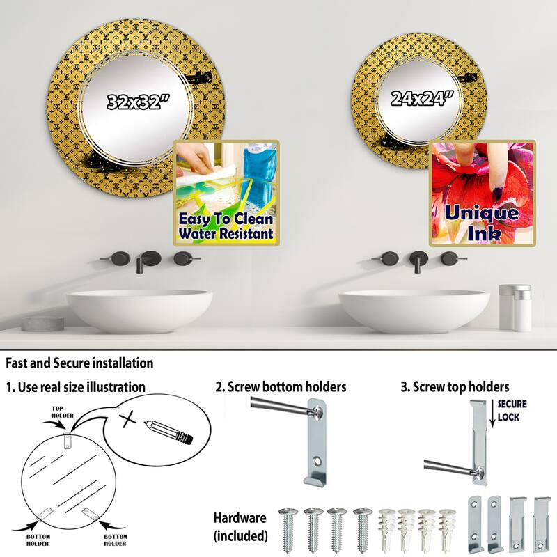 Designart 'Gold Designer Pistol II' Printed Fashion Gun Wall Mirror
