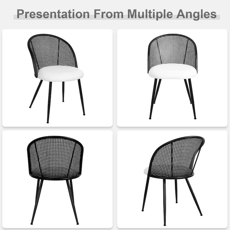 Modern Upholstered Rattan Dining Chairs Set of 2/4