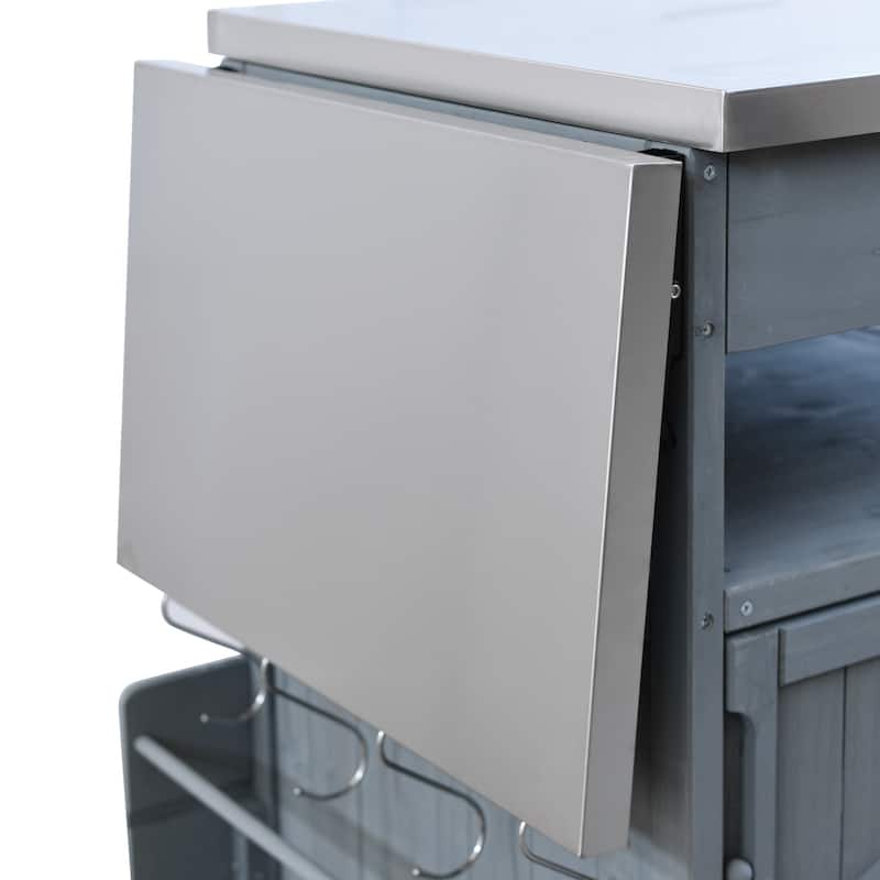 Outdoor Grill Cart Portable Dining Carts Rolling Storage Cabinet