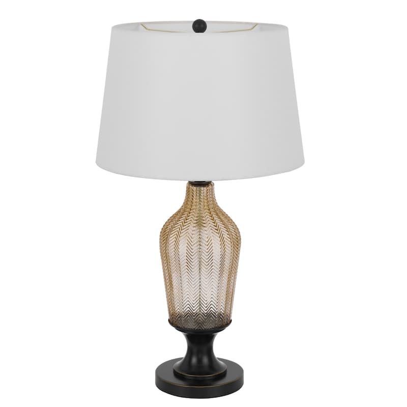 31" Modern Bronze Table Lamp with White Linen Shade and 3-Way Dimmable Socket Bedroom or Living Room - 30.5" H x 17" W x 17" D