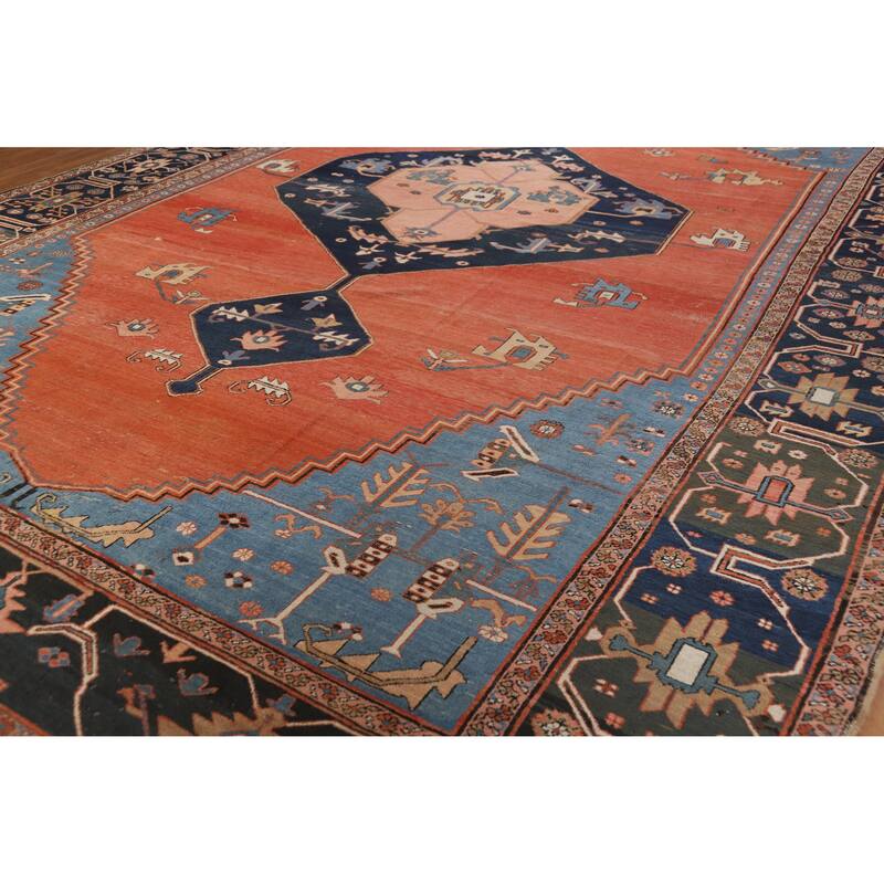 Hand Knotted Oriental 100% Wool Carpet Traditional Tribal Oranges & Rust Heriz (serapi) Area Rug - 15' 10'' X 11' 10''