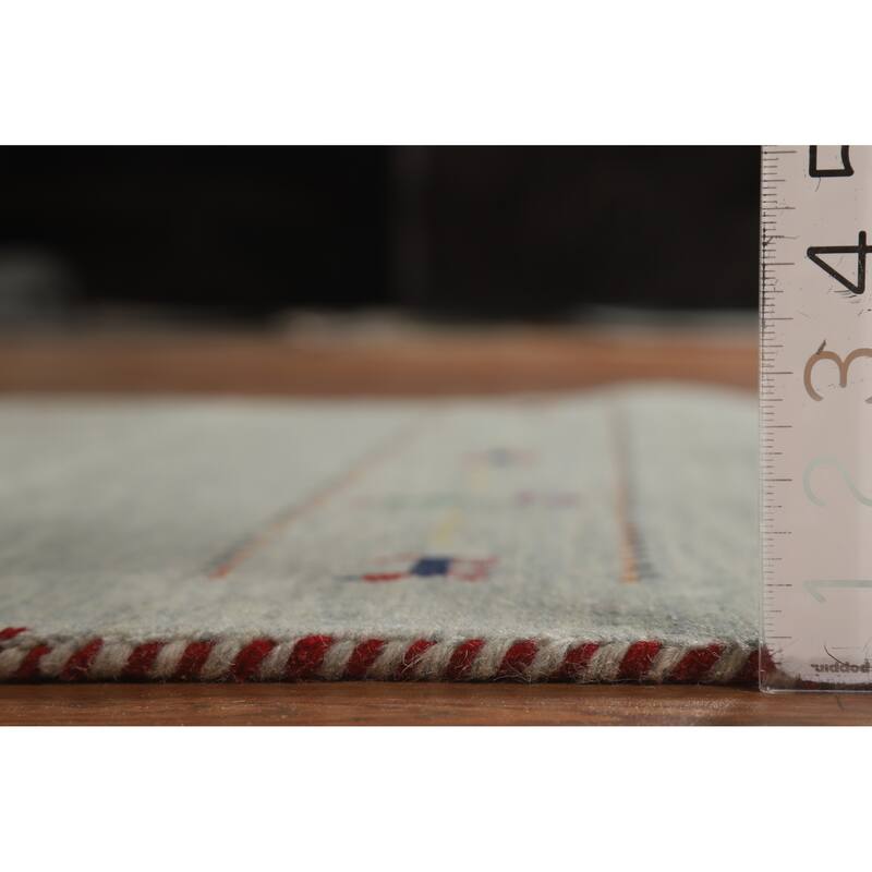 Hand Knotted Oriental 100% Wool Carpet Tribal Animal Pictorial Green Gabbeh Area Rug - 5' 10'' X 4' 0''