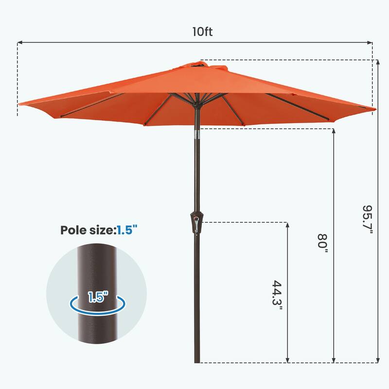 10ft Patio Market Umbrella with Crank & Tilt,UV-Risistant