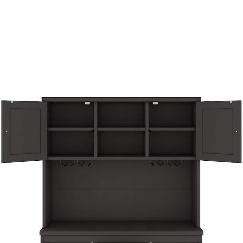 Coffee Bar Cabinet with Drawers, Freestanding Kitchen Pantry with Shelves and Cabinets, Buffet Cabinet with Glass Racks