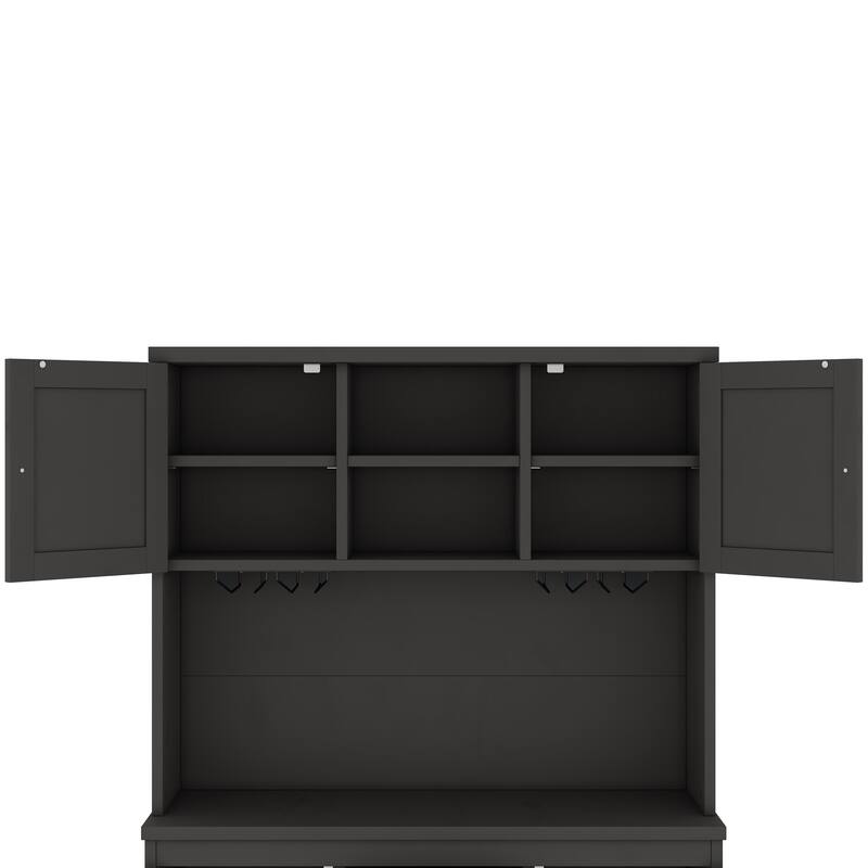 Farmhouse Coffee Bar Cabinet with Shelves and Cabinets, Wine Cabinet with Glass Racks, Sideboard Buffet Cabinet, Pantry Cabinet