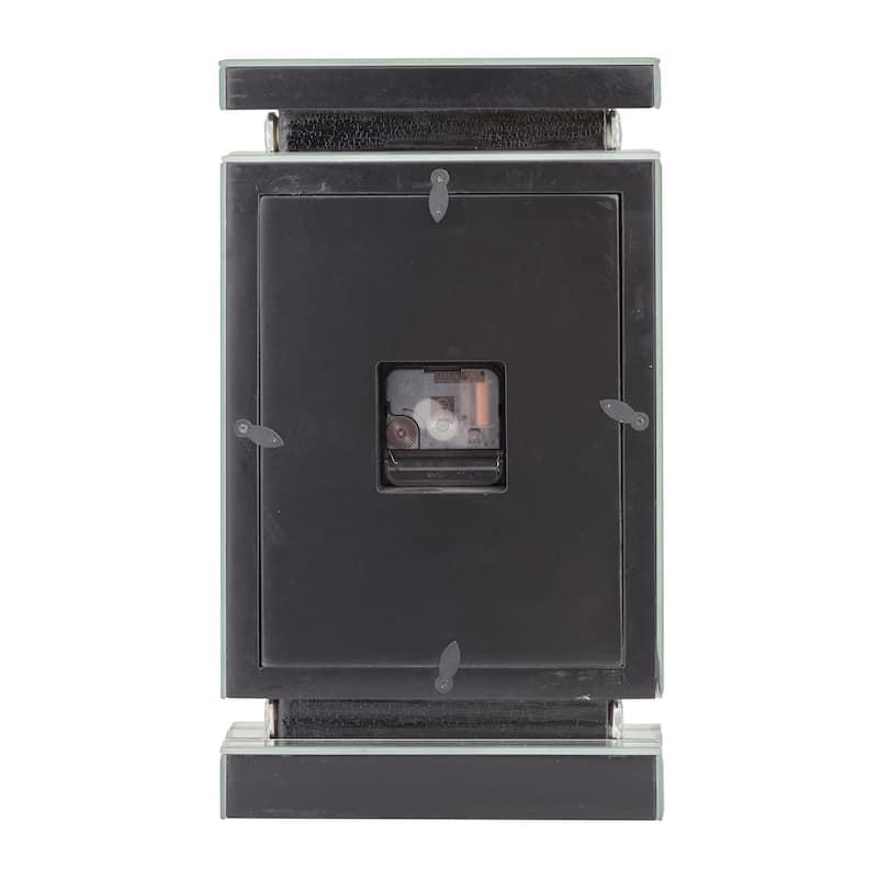 Glass Mirrored Clock with Crystal Embellishments - Silver - Roche River Decor - 3"W x 8"L x 14"H