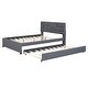 preview thumbnail 11 of 21, Comfortable Upholstered Platform Bed with Stylish Headboard and Extra Trundle