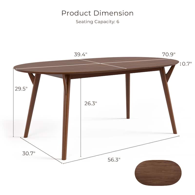 Furniture of America Beau II Mid-century Walnut 71-inch Wood Oval Dining Table