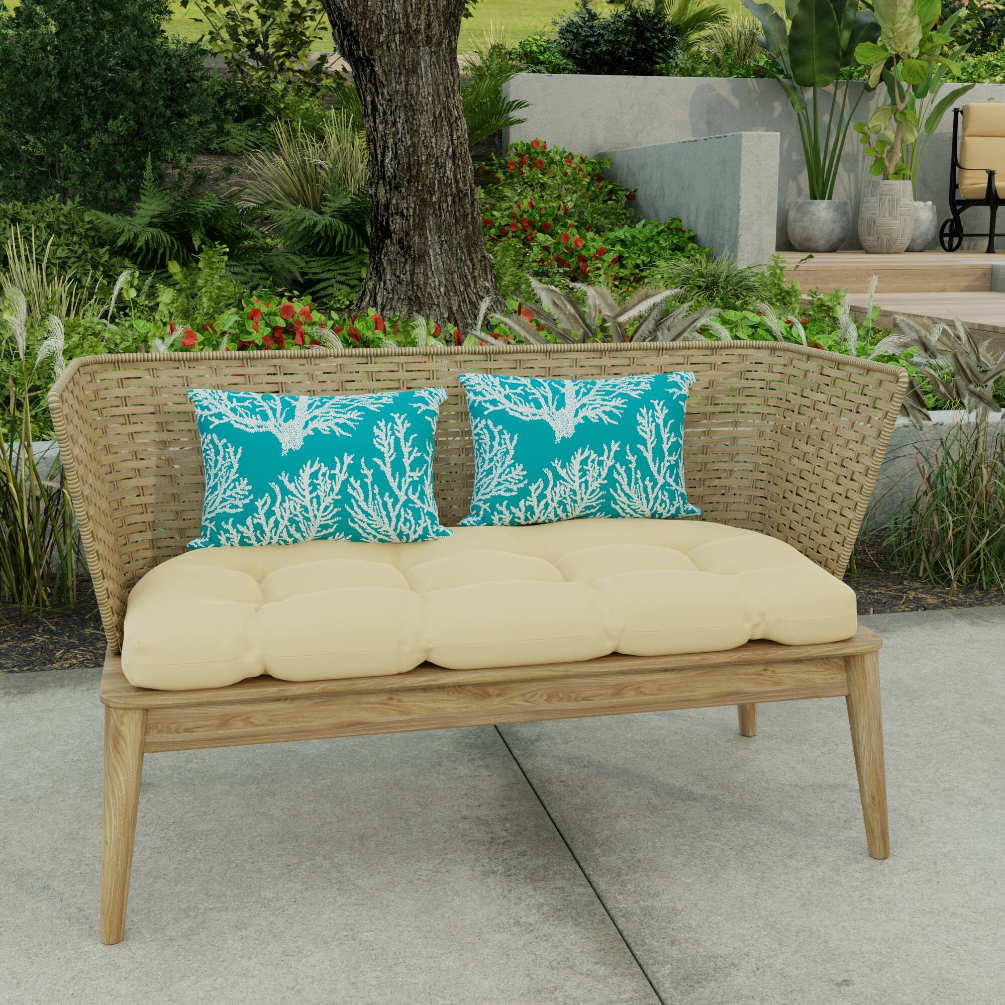 18" x 12" Turquoise Nautical Outdoor Lumbar Throw Pillow (Set of 2