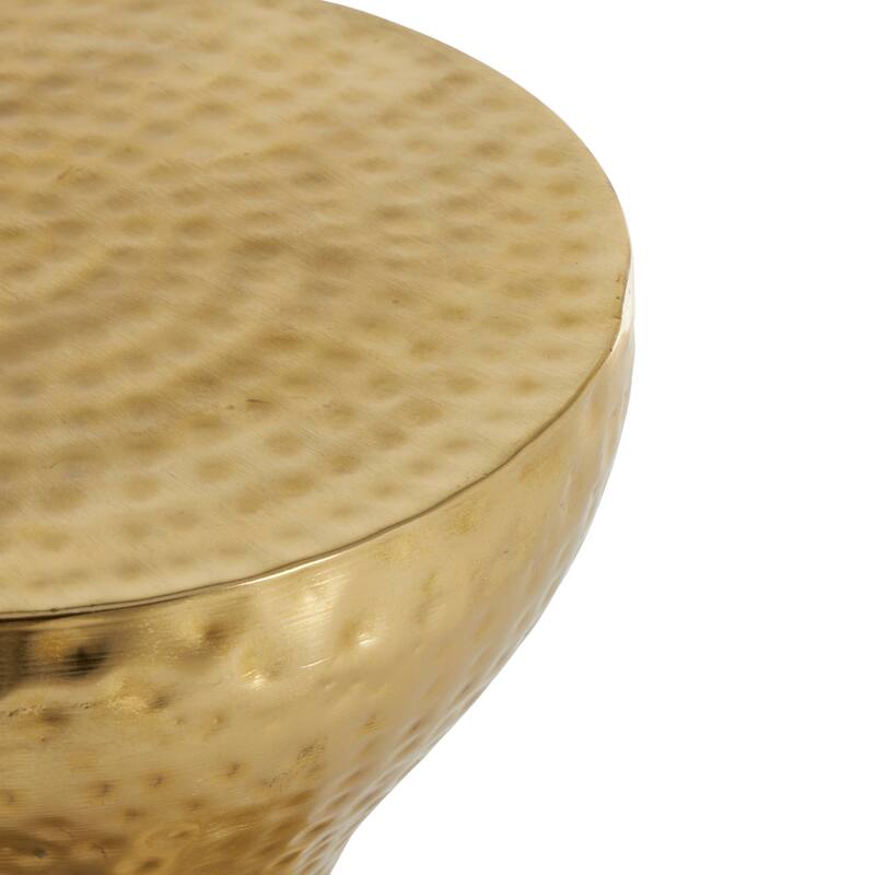 Metal Hammered Accent Table with Hourglass Shape - Silver, Gold or Bronze - Roche River Decor