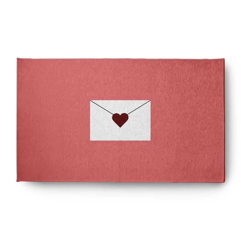 Love Letter Valentines Chenille Rug - Coral/Maroon - 3' x 5'