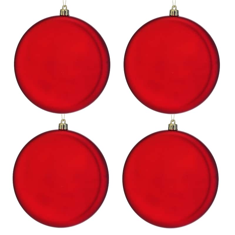 150mm Shatterproof Plastic Matt Round Disk Ornament Set of 4