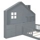 preview thumbnail 26 of 46, Wooden House Platform Bed with Roof, Drawers, Shelves, and USB Port