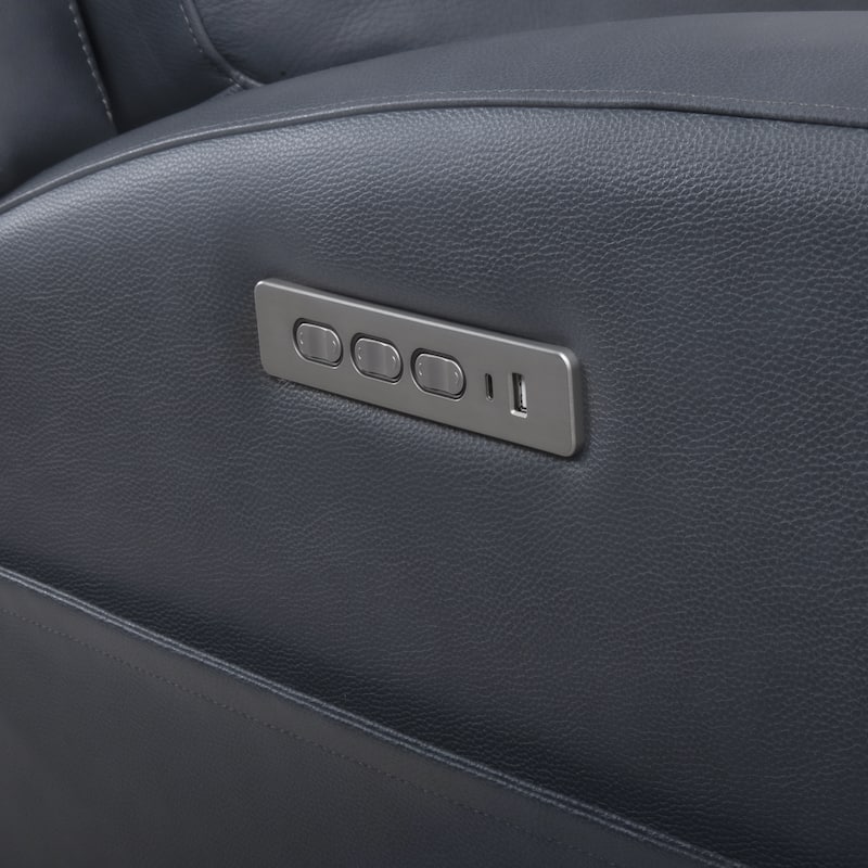 37" Wide Top Grain Leather Power Recliner Chair Glider Rocker Recliner Home Theater Seating with USB Charge Port