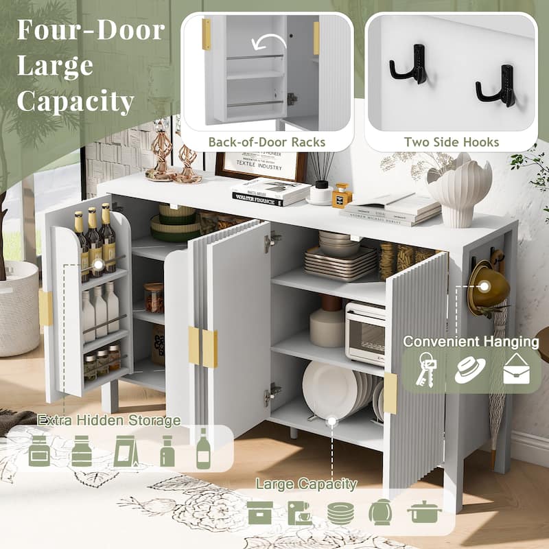 Modern 57.5" Stripe Door Storage Cabinet