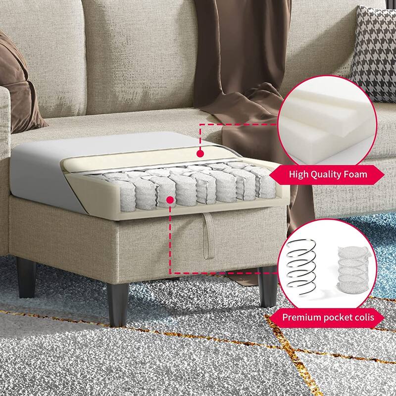 Mixoy 78"Sectional Sofa with Ottoman, Free Combination L Shaped Sofa Couch Set