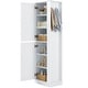 preview thumbnail 13 of 31, Modern Tall Bathroom Cabinet, Freestanding Storage Cabinet with Hooks and Adjustable Shelves, for Bathroom, White