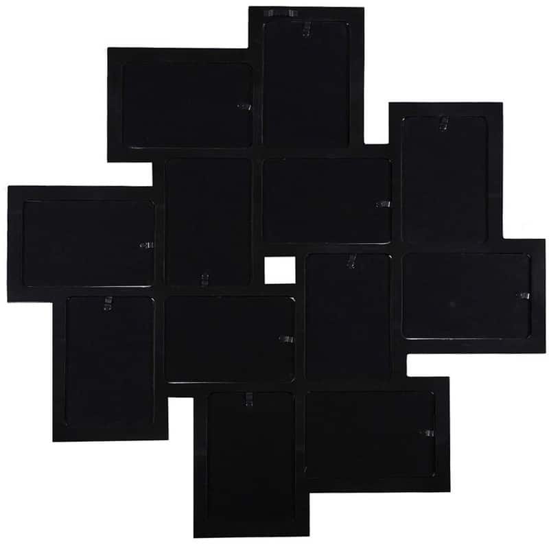 Adeco 12 Opening 4 x 6" Black Collage Wall Picture Frame